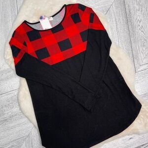 Plaid Red and Black Women's Top